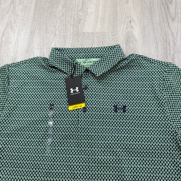 Under Armour The Playoff Polo 3.0 Shirt Men's 2XL XXL Green Performance Golf NEW - Picture 3 of 11